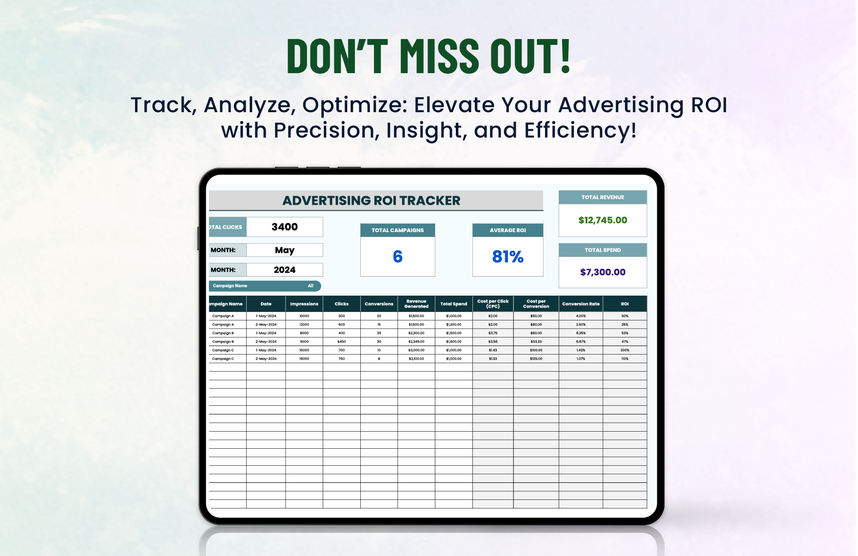 Advertising ROI Tracker Template