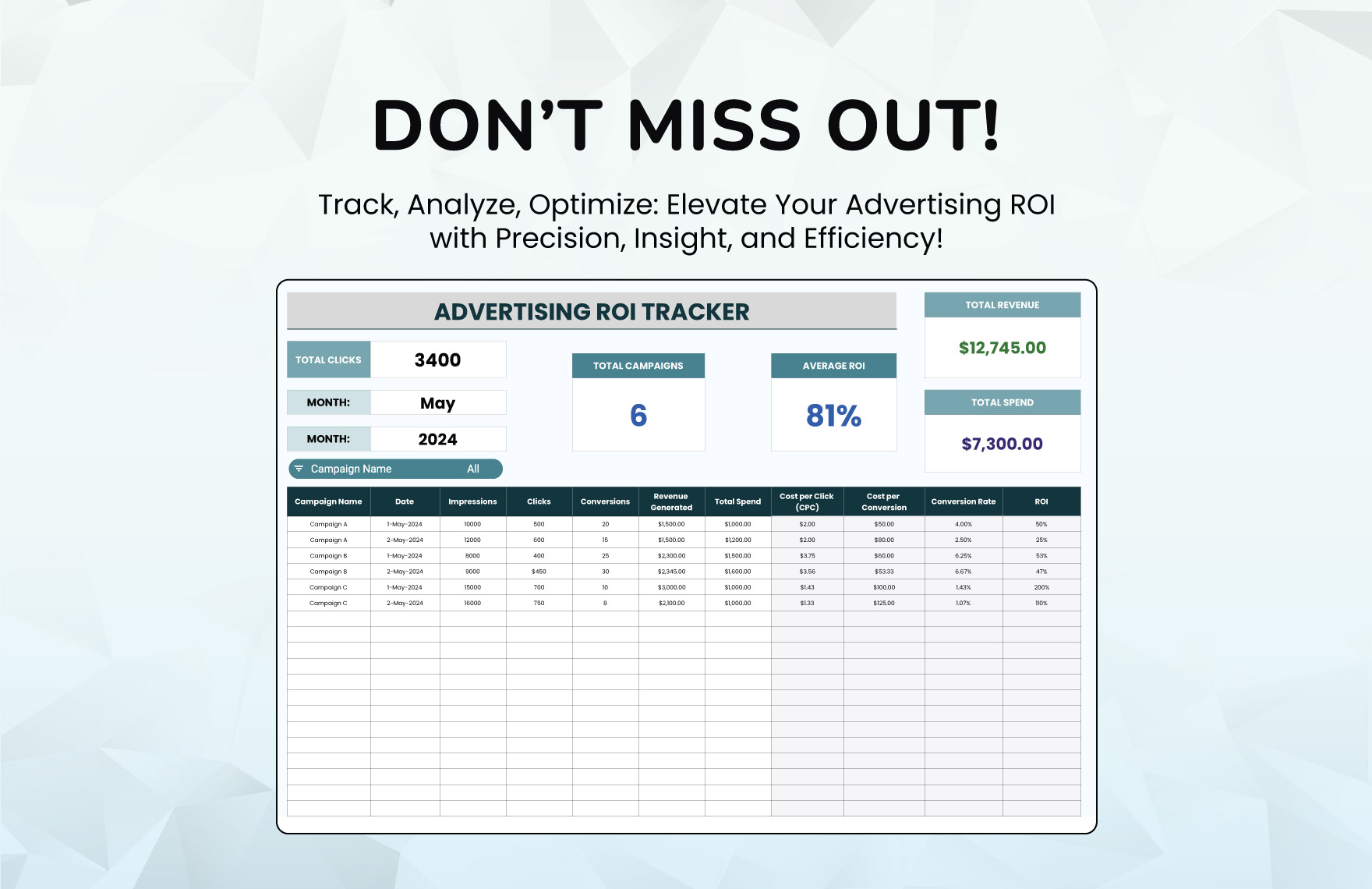 Advertising ROI Tracker Template