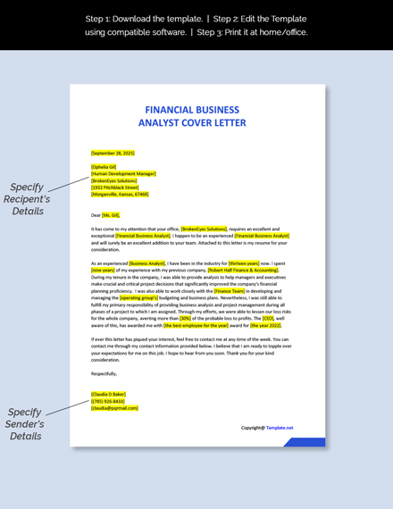 financial or business analyst cover letter