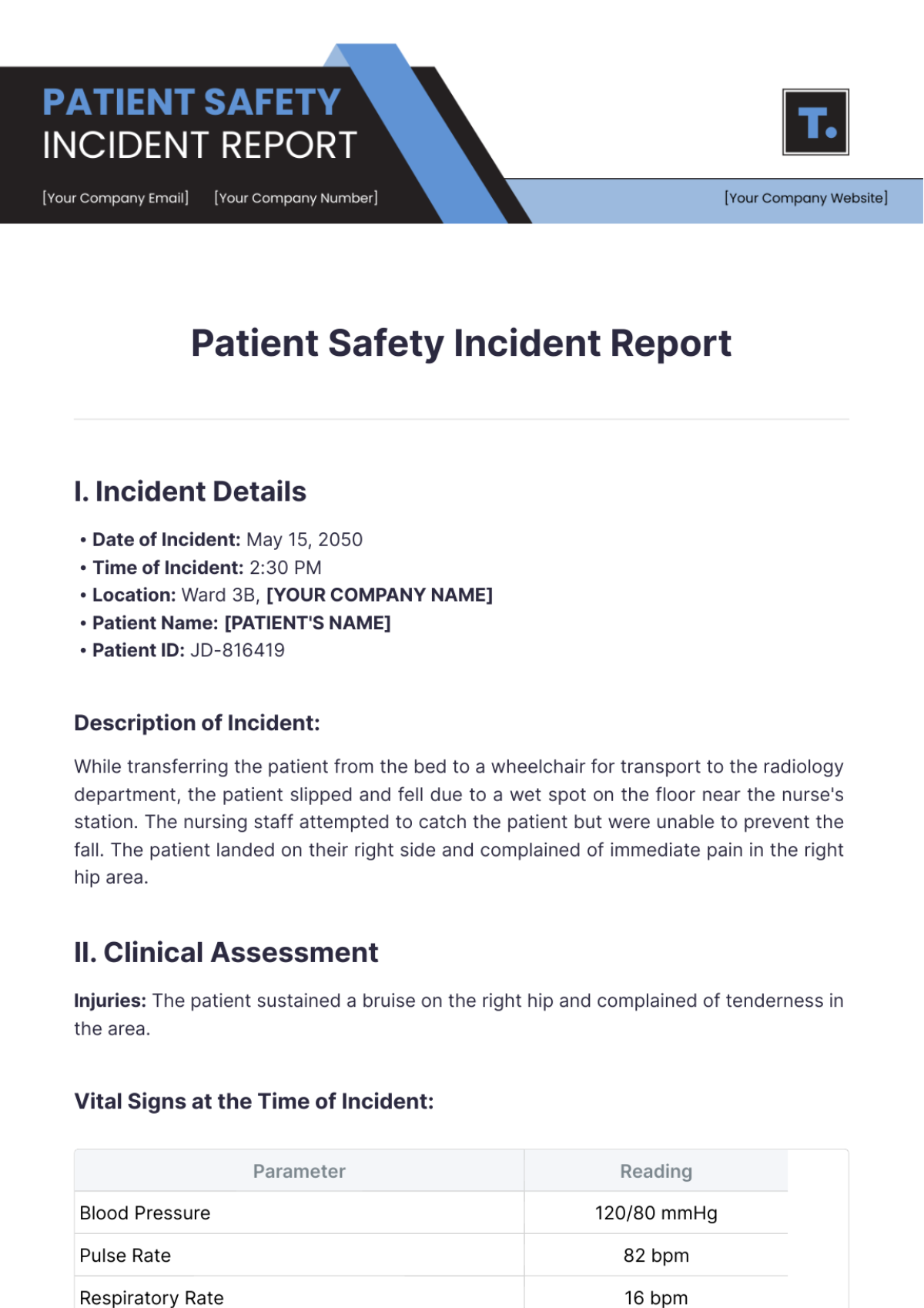 Patient Safety Incident Report Template - Edit Online & Download