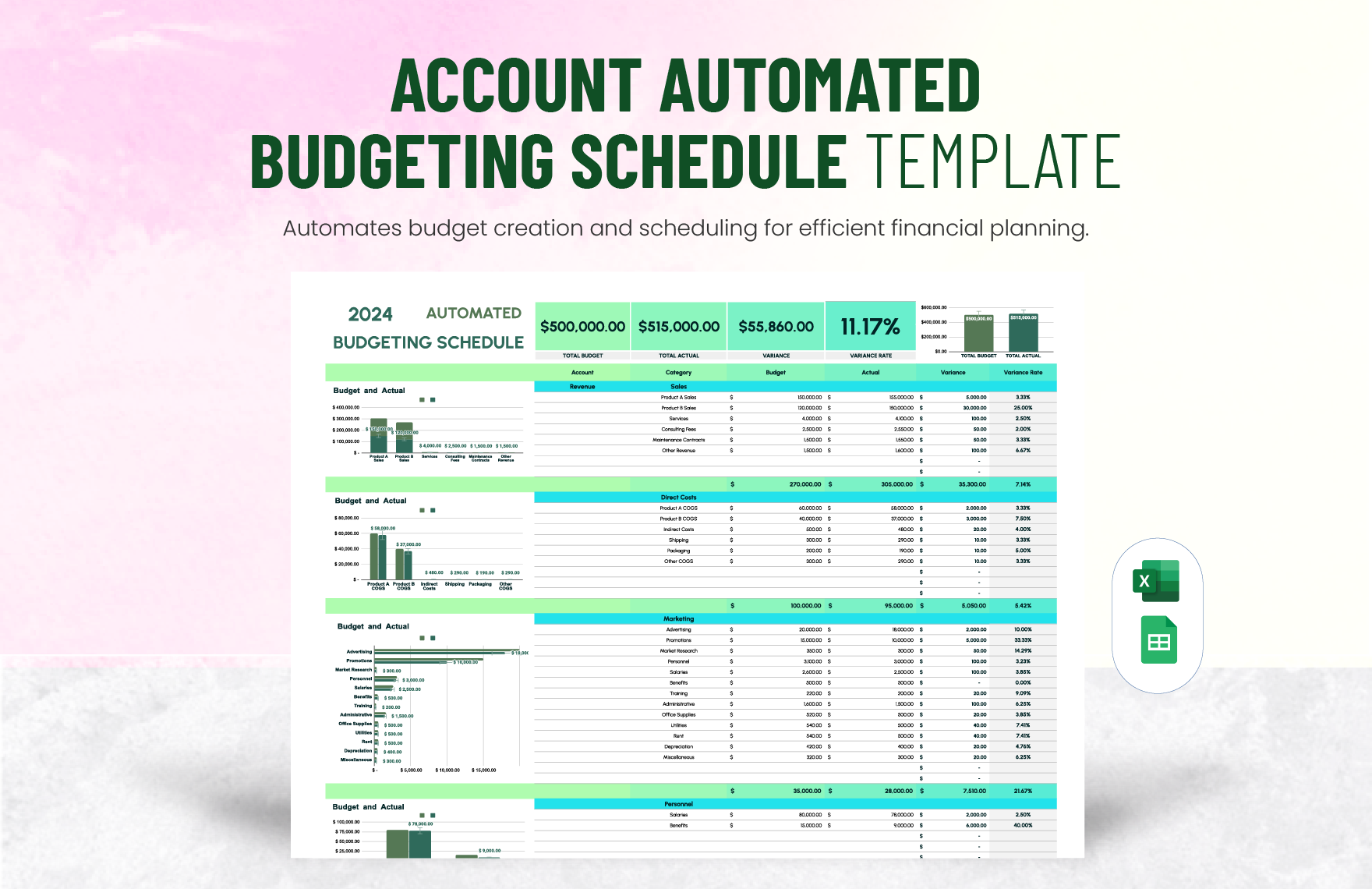 Account Automated Budgeting Schedule Template