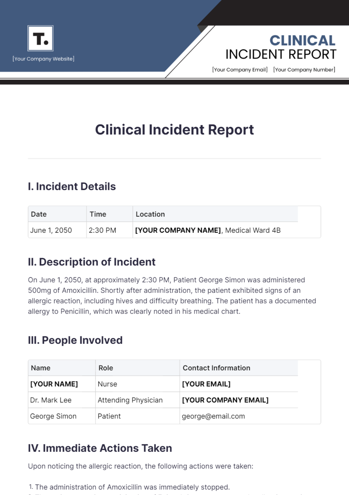 Clinical Incident Report Template - Edit Online & Download