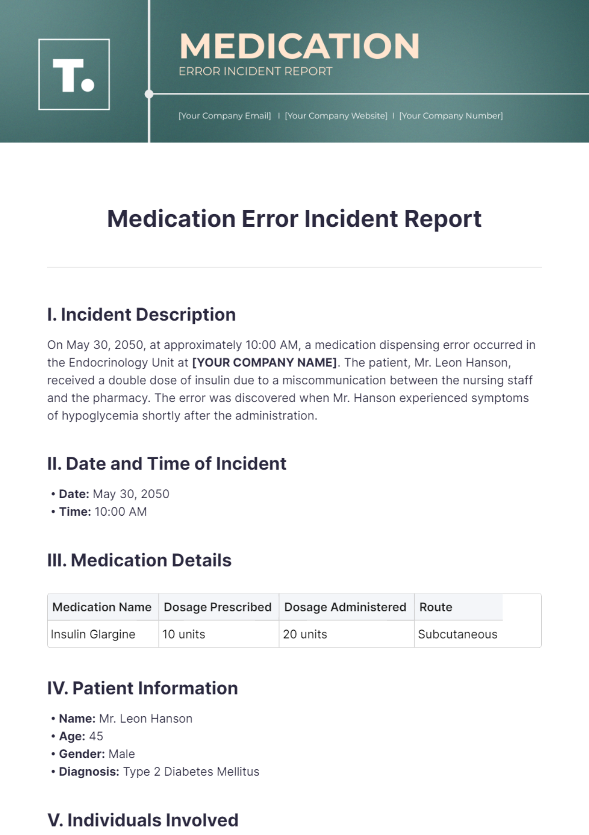 Medication Error Incident Report Template - Edit Online & Download