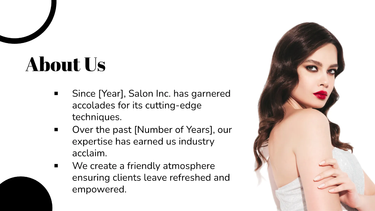 Free Salon Business Presentation Template to Edit Online