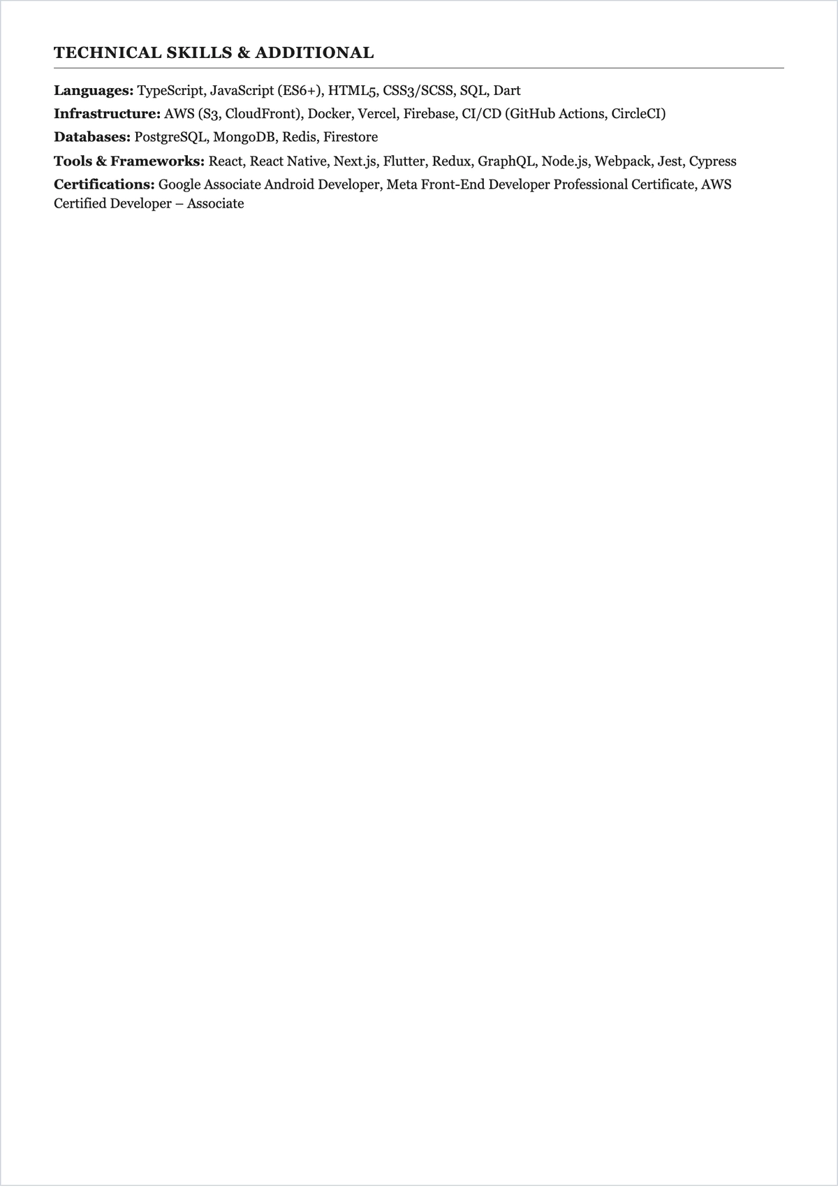 Free Mobile Web Developer ATS Resume Template, AI Resume Builder