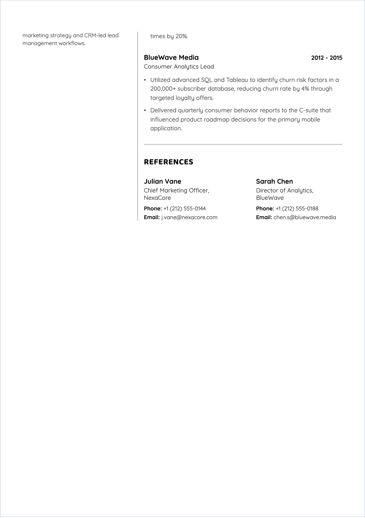 Free Marketing Consultant ATS Resume Template, AI Resume Builder