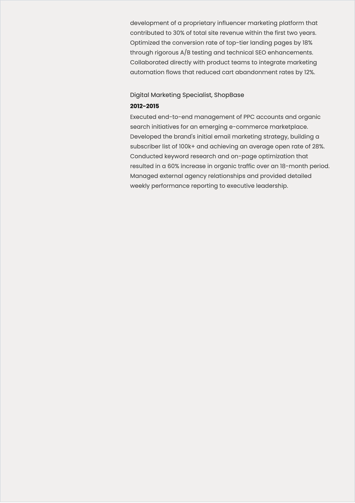 Free Senior Digital Marketing Manager ATS Resume Template
