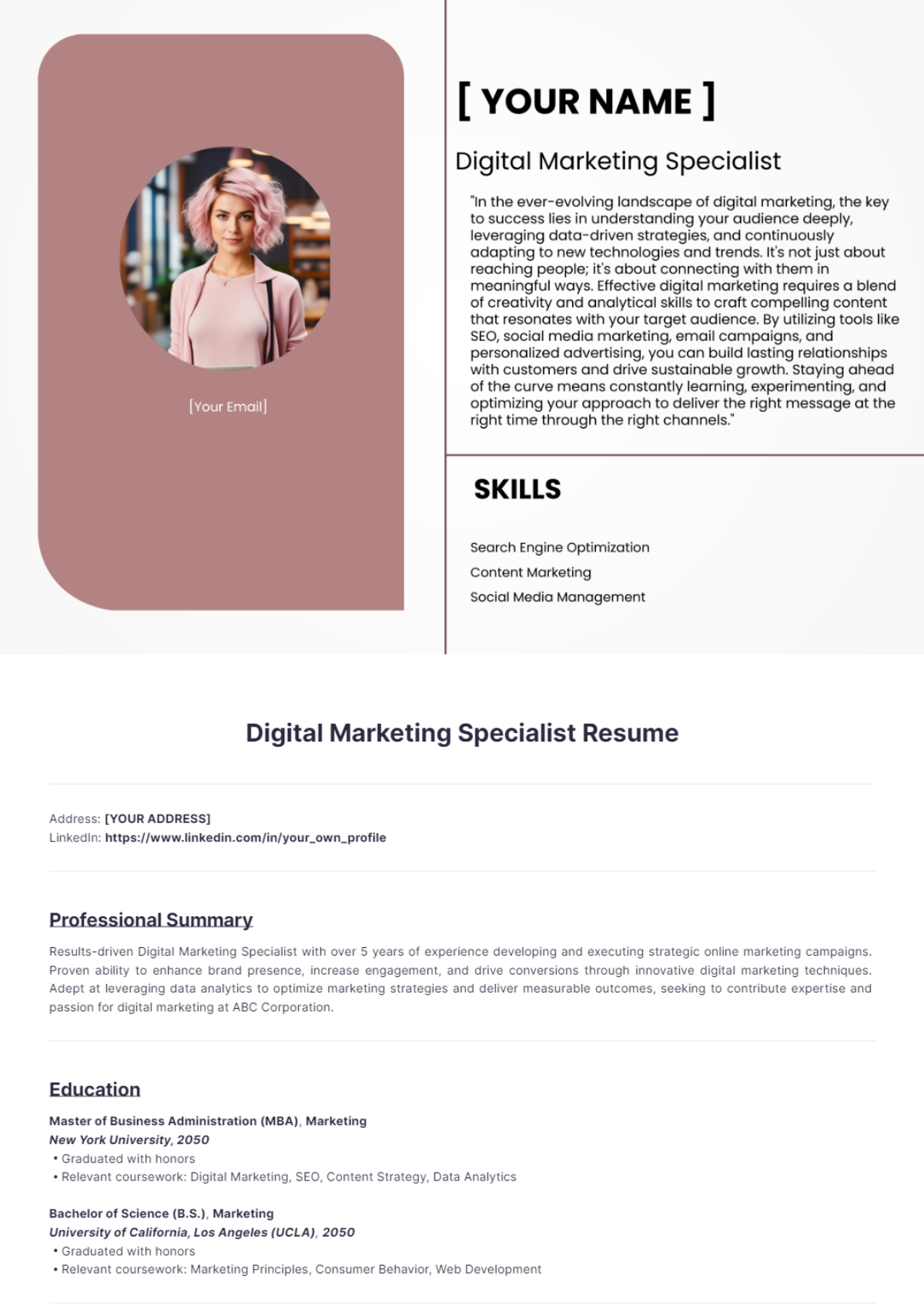 Digital Marketing Specialist Resume - Digital Marketing Specialist Resume Edit Online 1