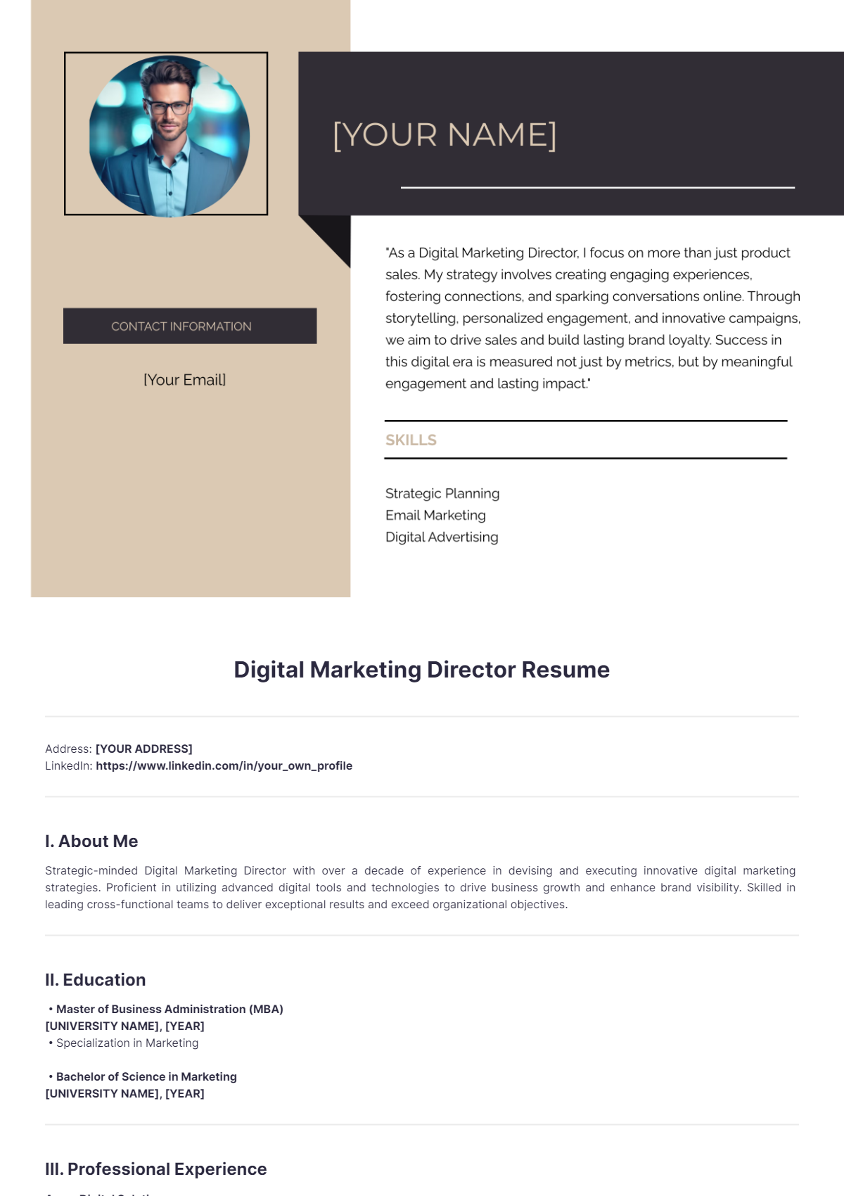 Digital Marketing Director Resume - Edit Online & Download