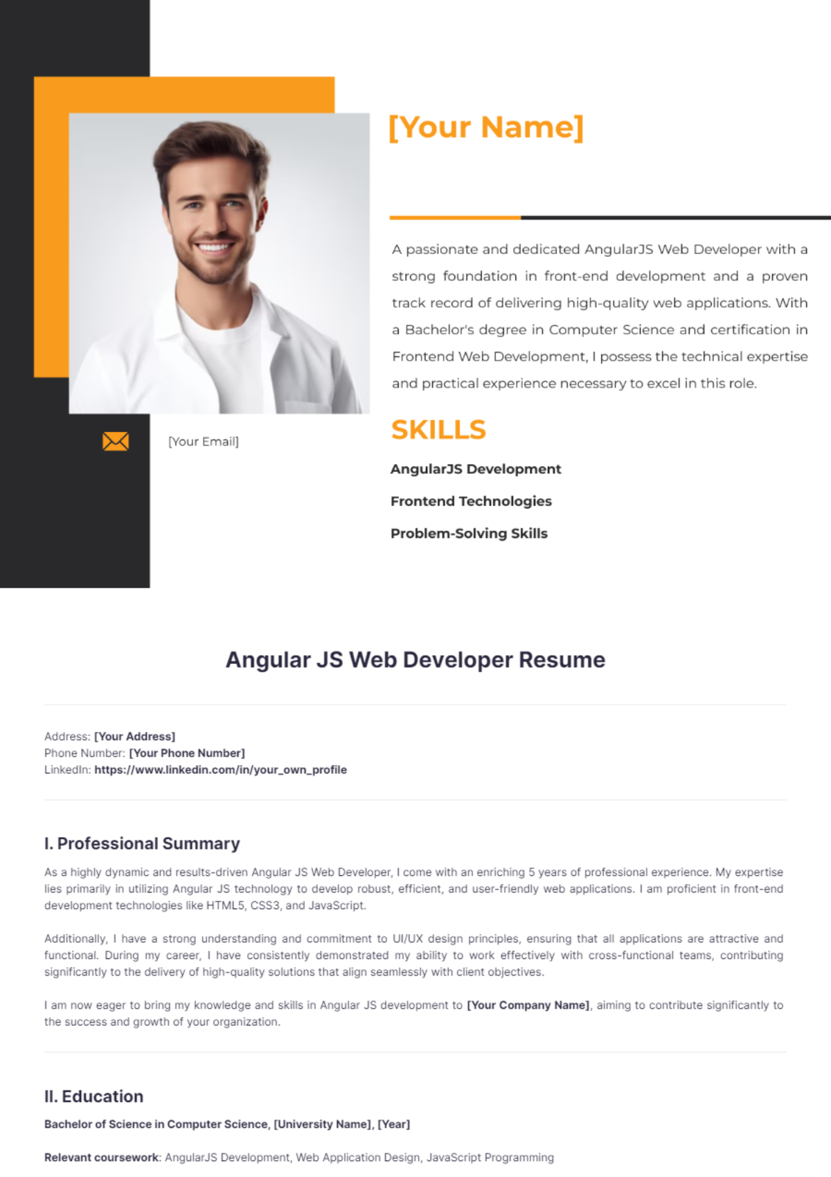 Angular JS Web Developer Resume - Edit Online & Download