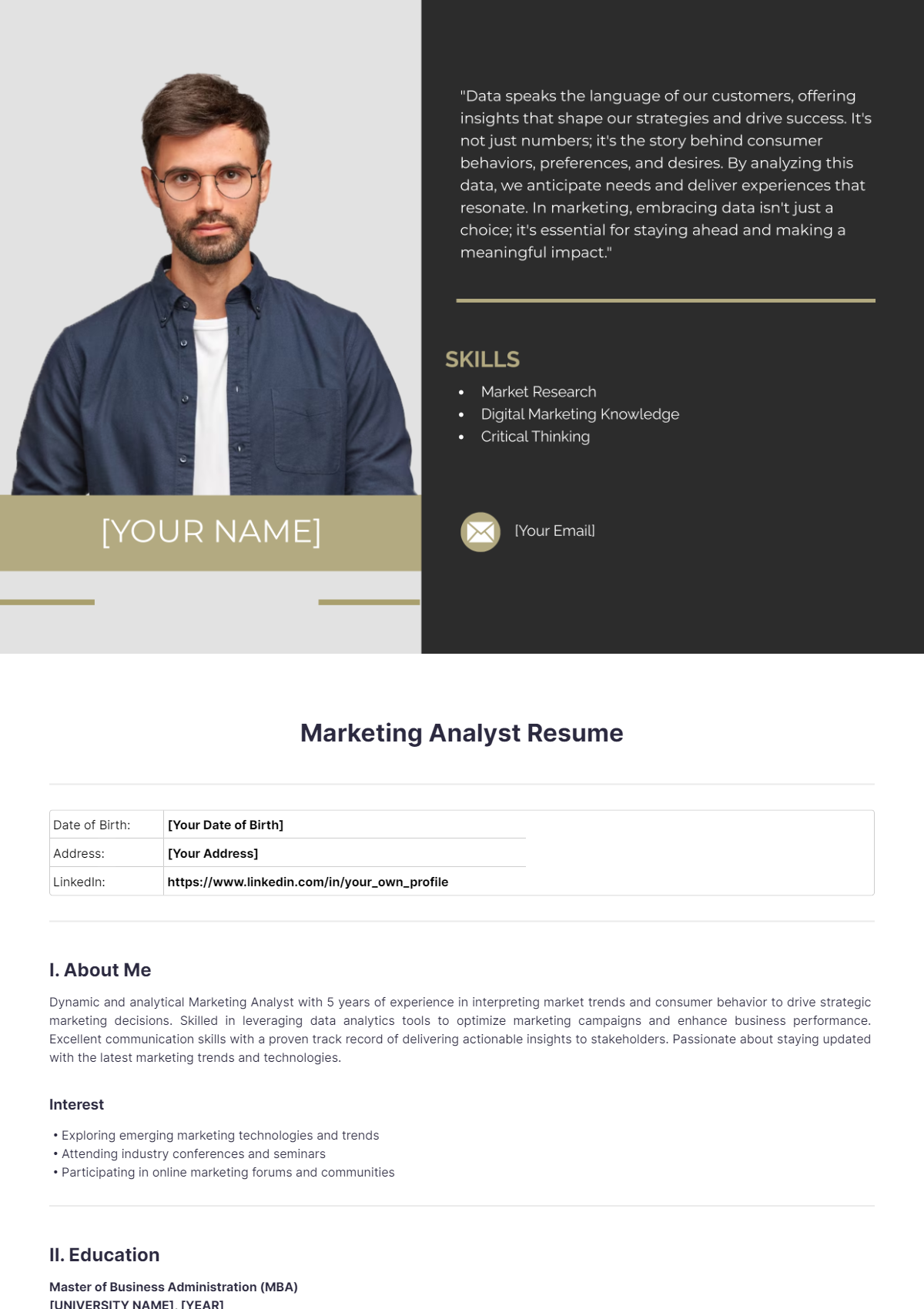 Marketing Analyst Resume - Edit Online & Download