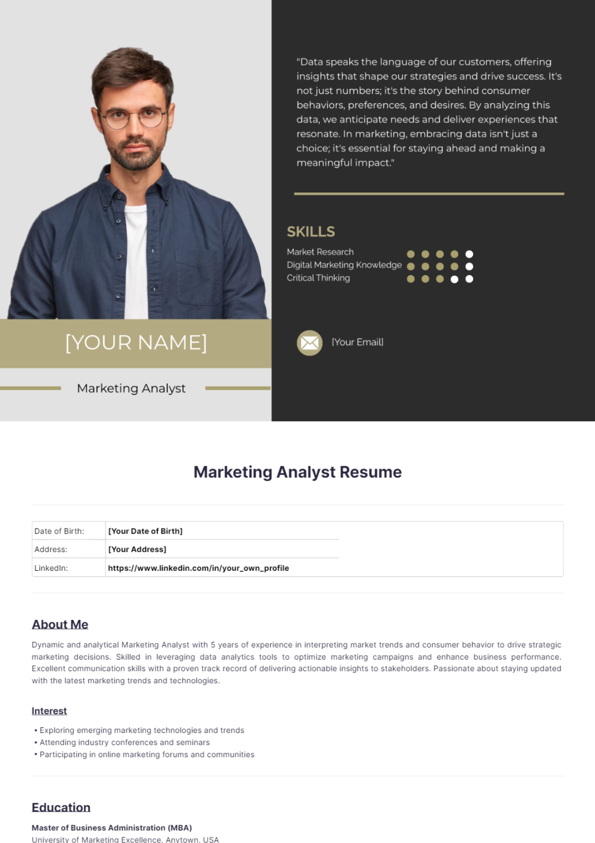 Marketing Analyst Resume - Edit Online & Download Example | Template.net