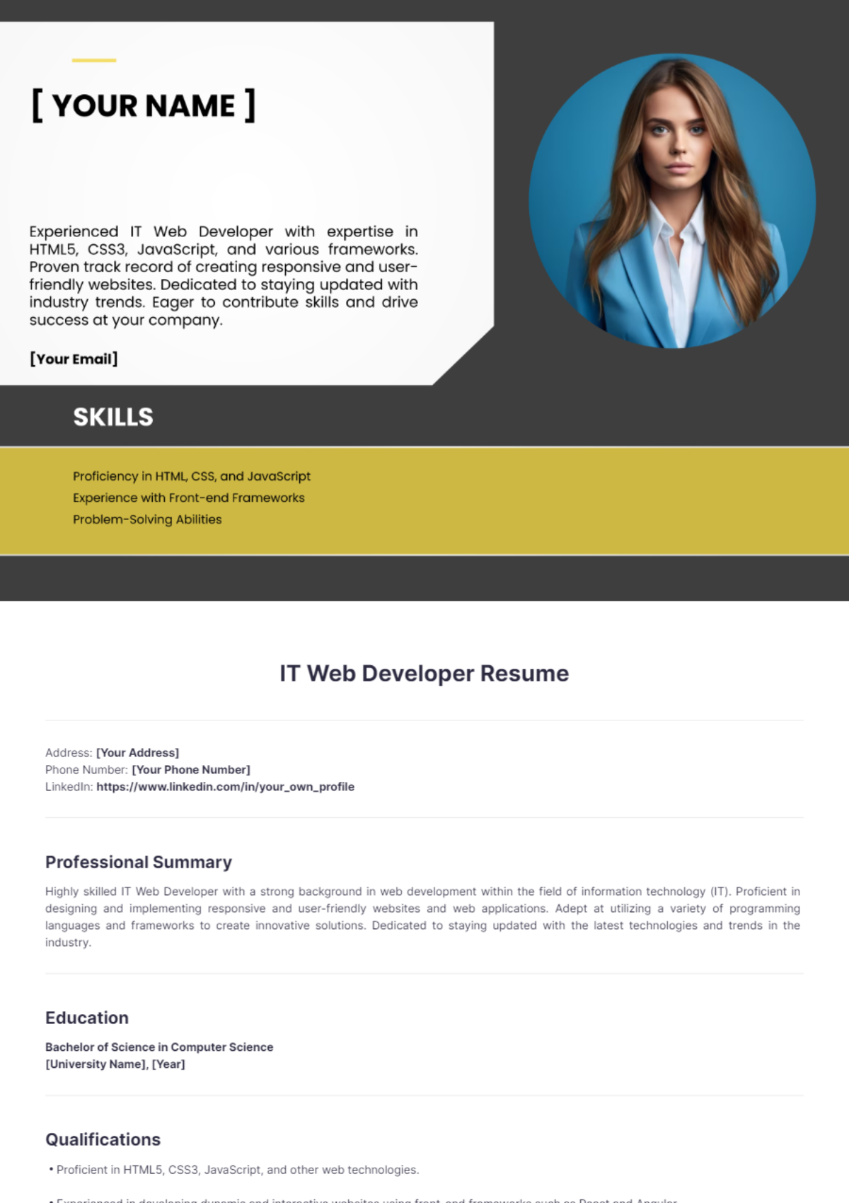 IT Web Developer Resume - Edit Online & Download