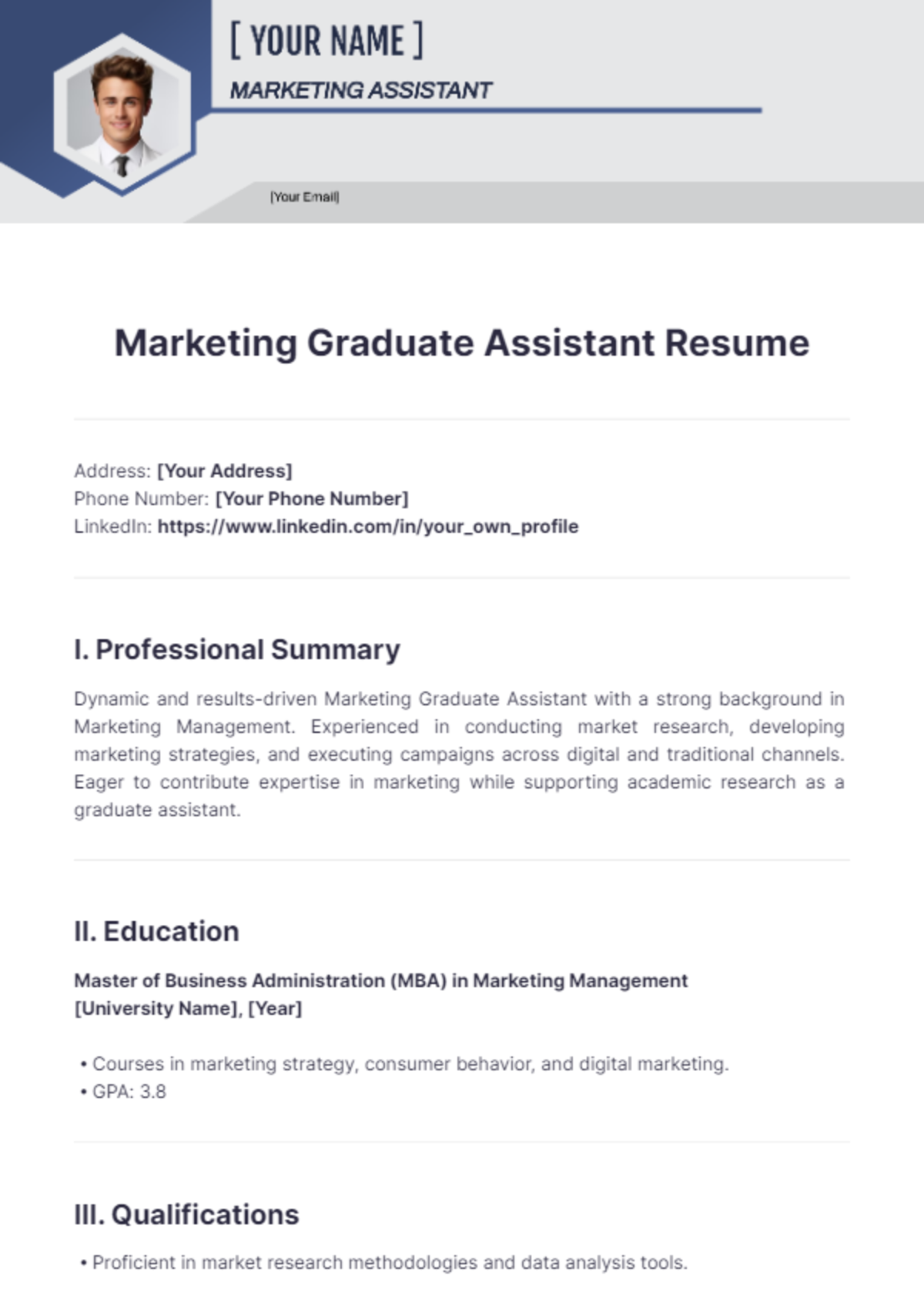 Marketing Graduate Assistant Resume - Edit Online & Download