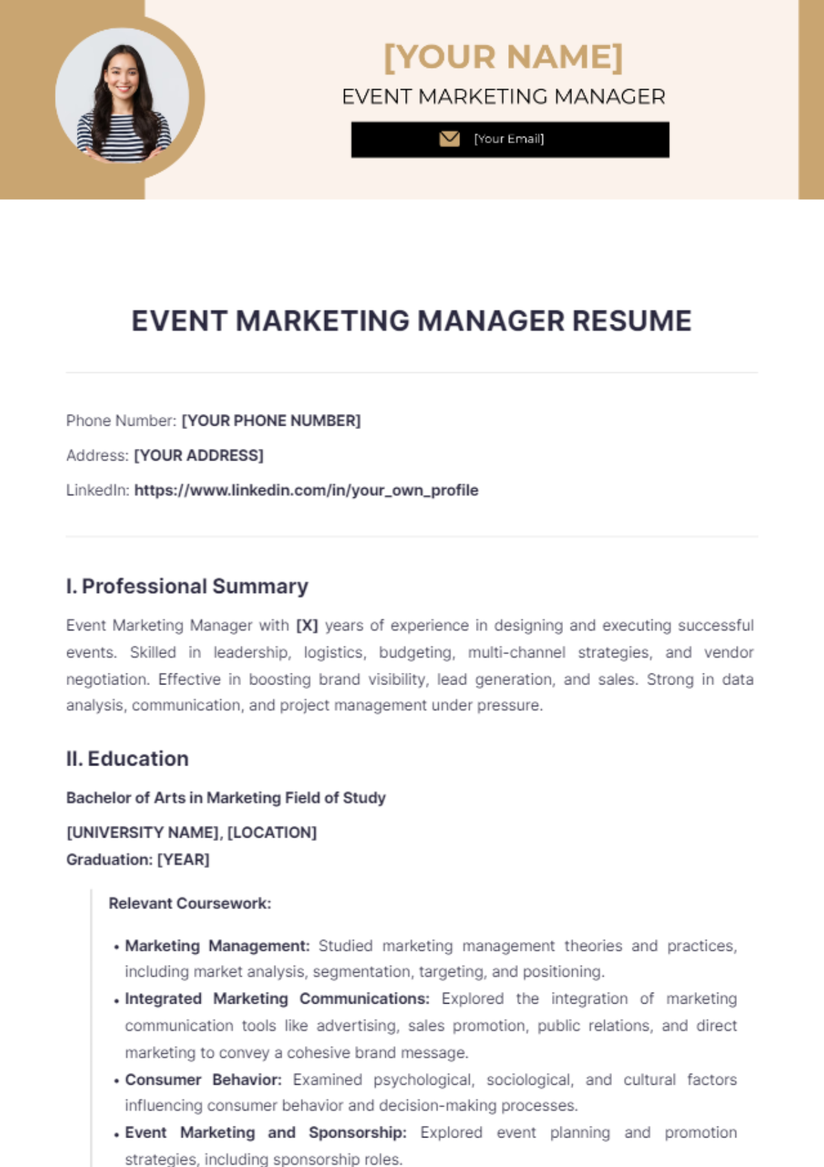 Event Marketing Manager Resume - Edit Online & Download