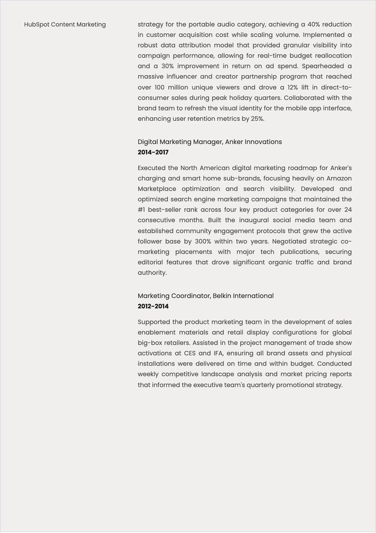 Free Senior Marketing Manager ATS Resume Template, AI Resume Builder