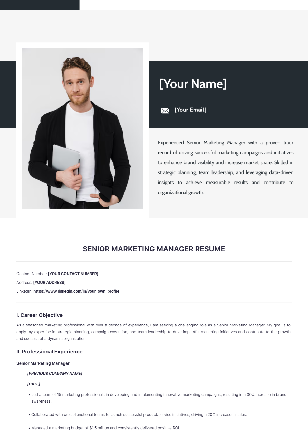 Senior Marketing Manager Resume - Edit Online & Download