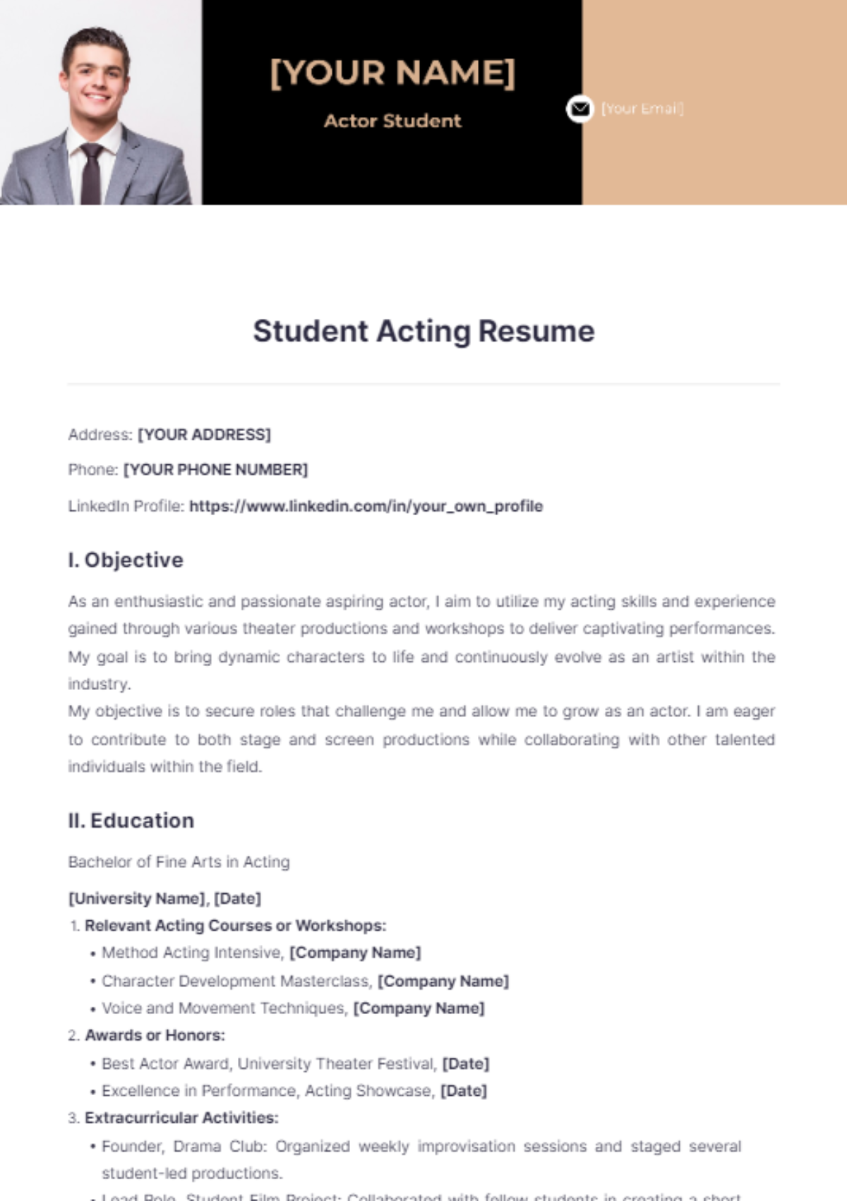 Student Acting Resume - Edit Online & Download