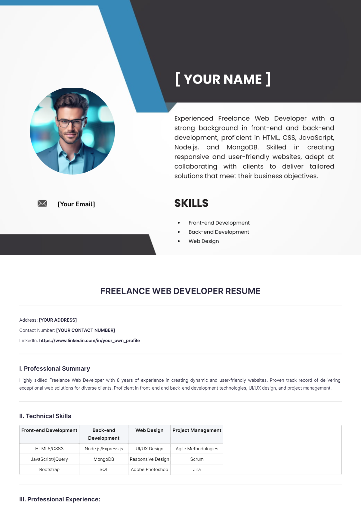 Freelance Web Developer Resume - Edit Online & Download