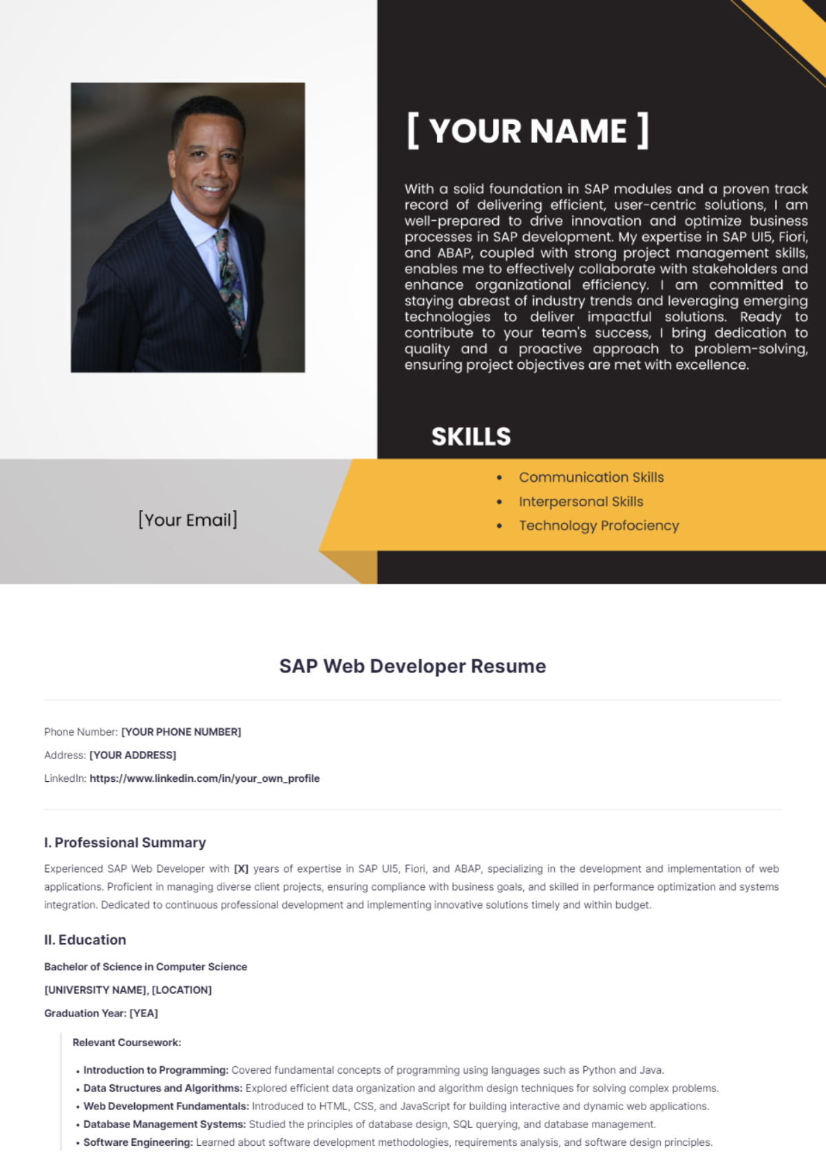 SAP Web Developer Resume - Edit Online & Download