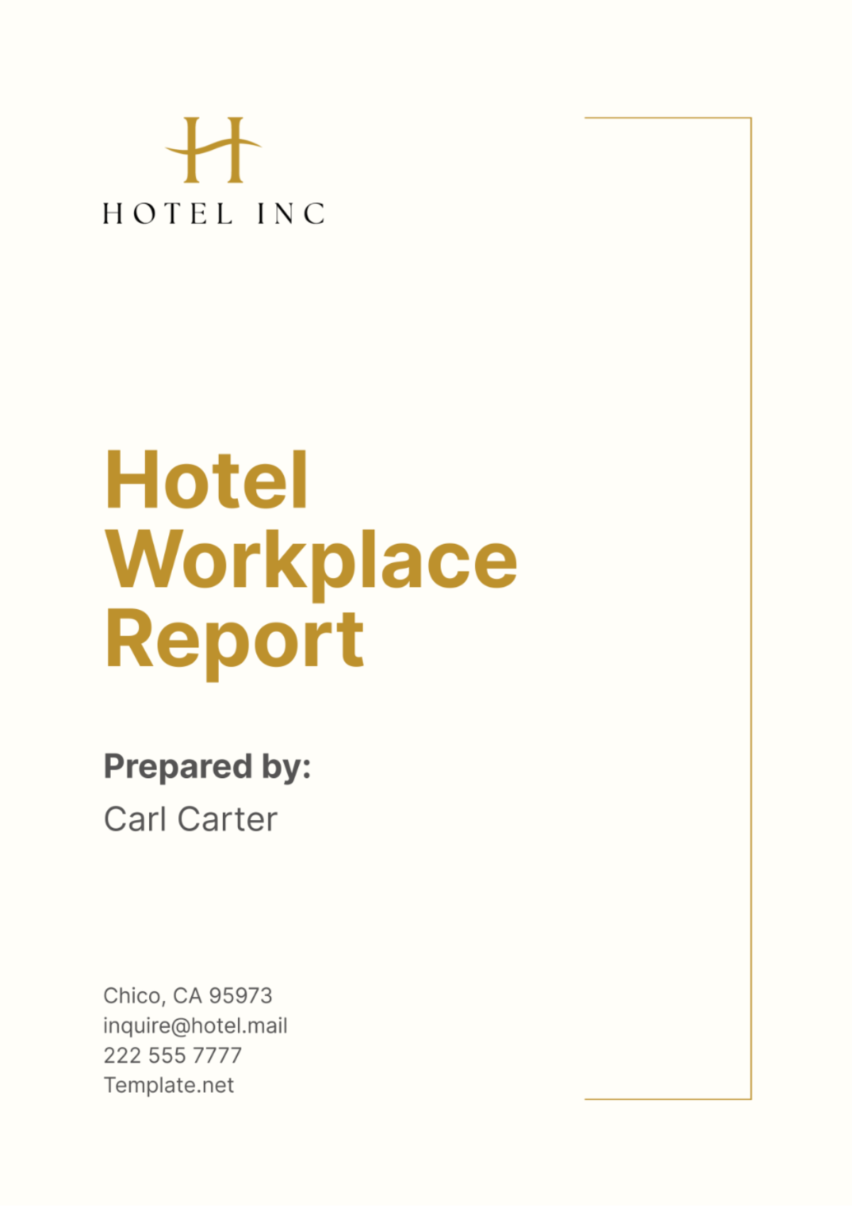 Hotel Workplace Report Template - Edit Online & Download