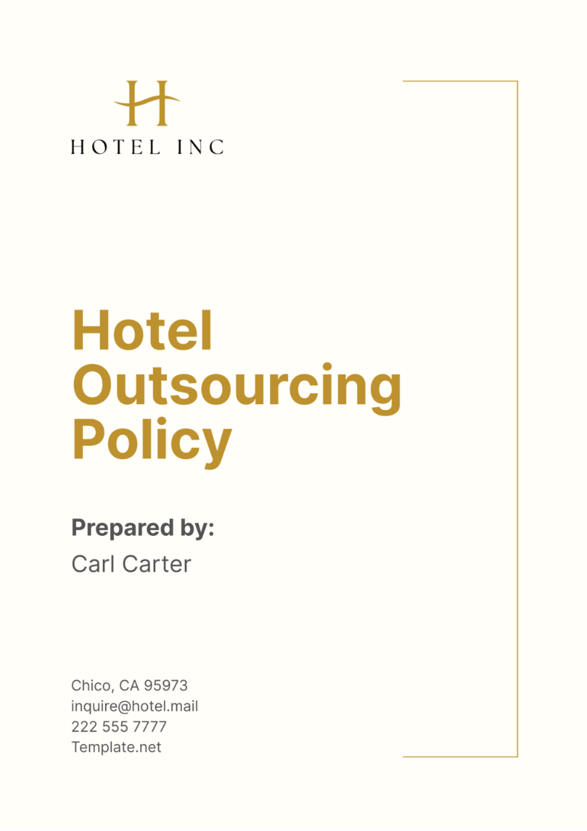 Hotel Outsourcing Policy Template - Edit Online & Download