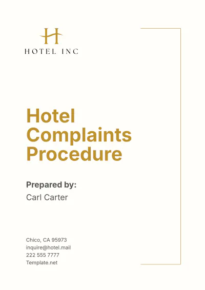 Free Hotel Complaints Procedure Template to Edit Online