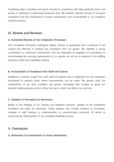 Free Hotel Complaints Procedure Template to Edit Online