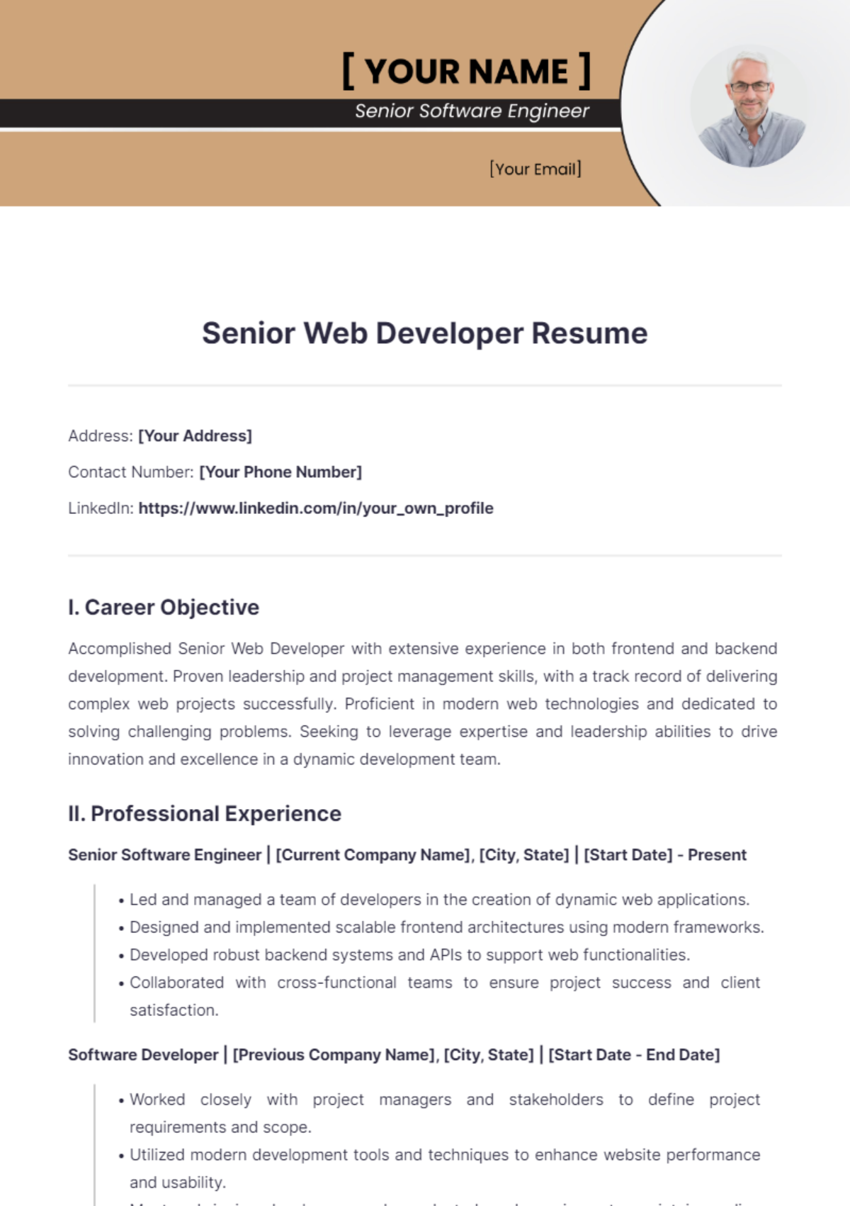 Senior Web Developer Resume - Edit Online & Download