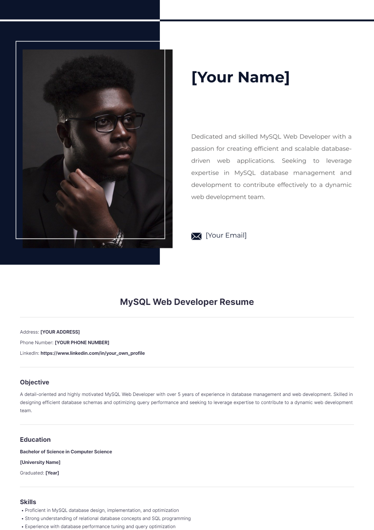 MySQL Web Developer Resume - Edit Online & Download