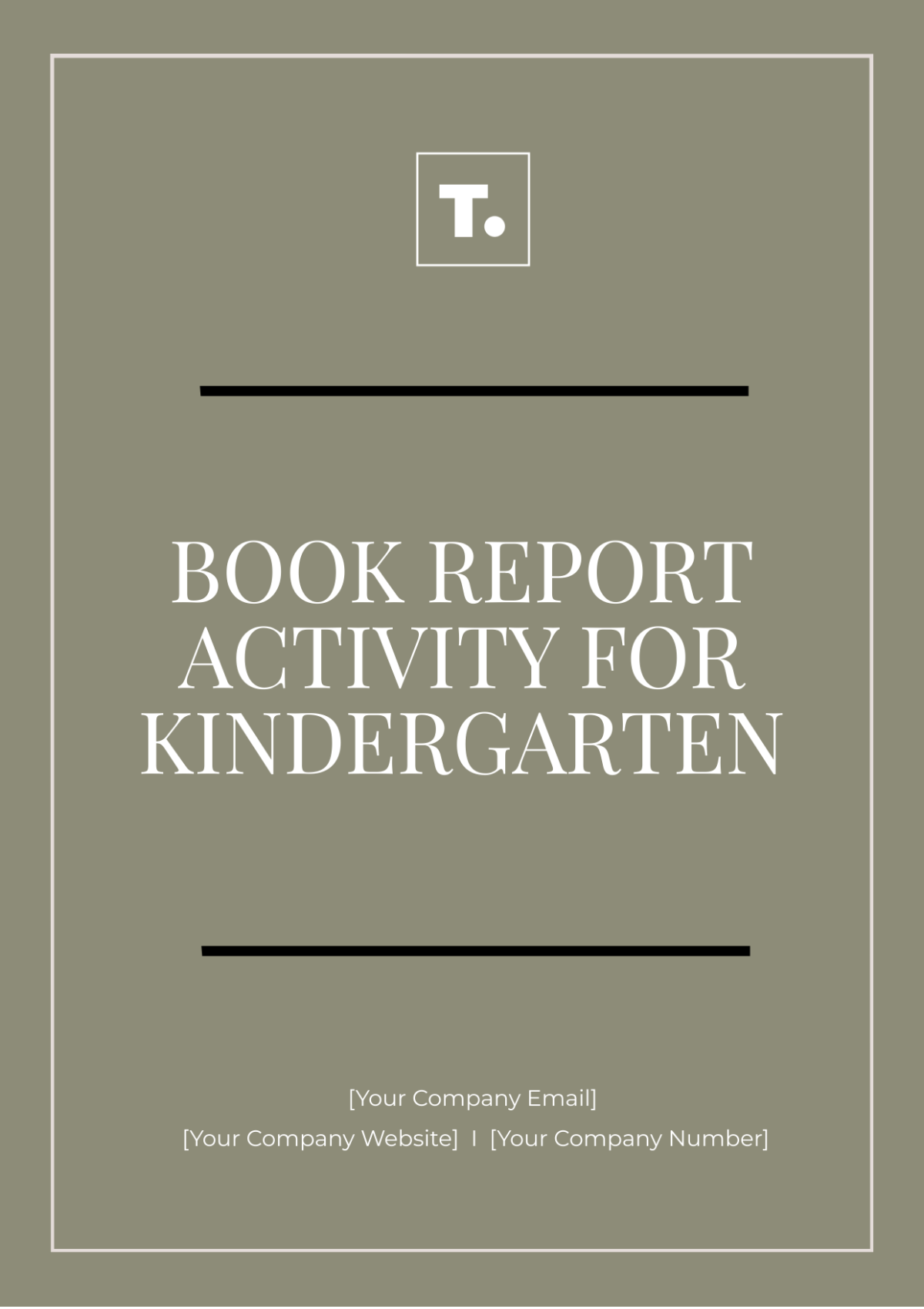 Book Report Activity for Kindergarten Template