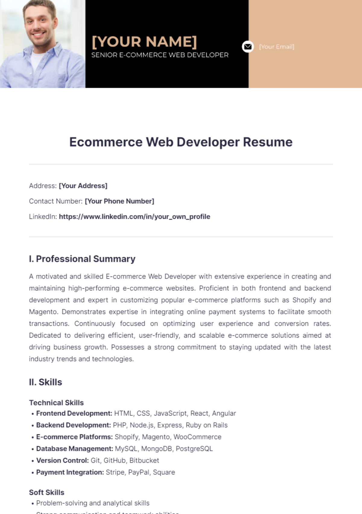 Ecommerce Web Developer Resume - Edit Online & Download