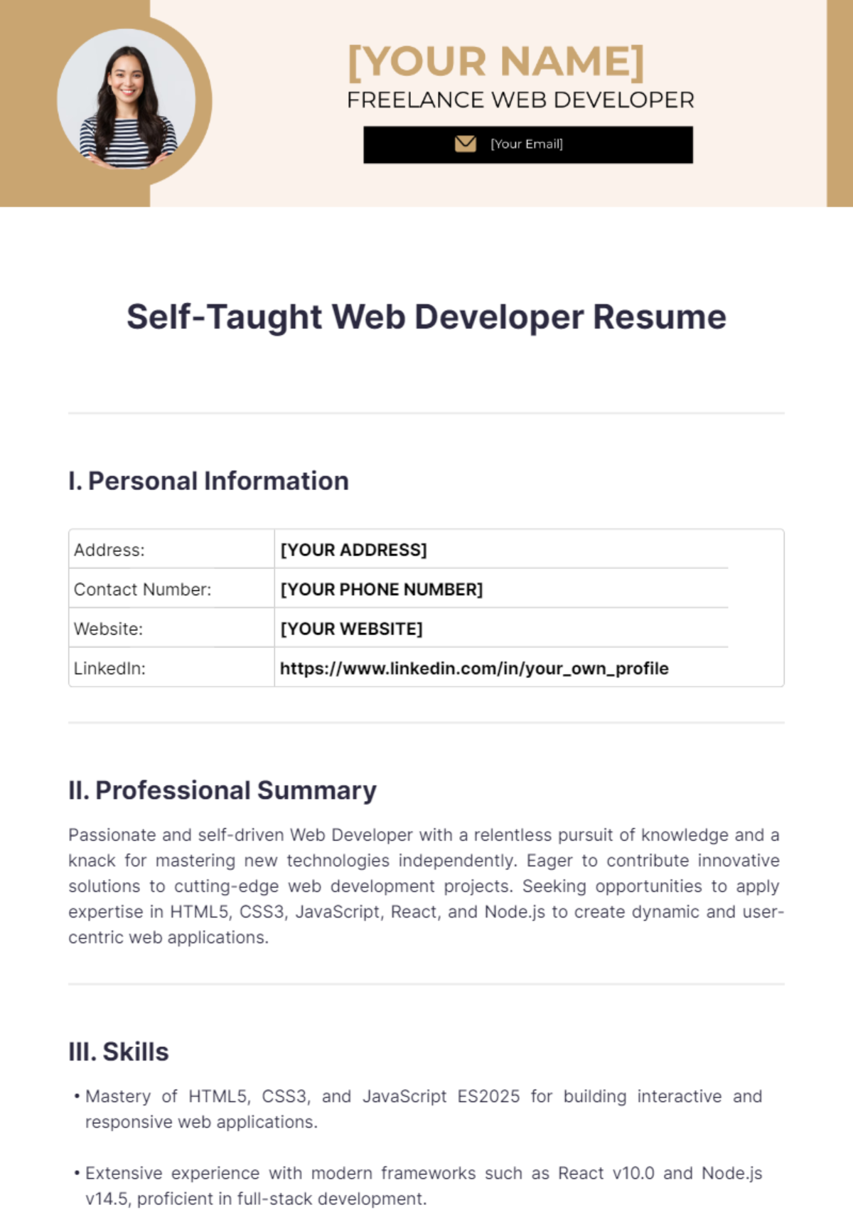 Self Taught Web Developer Resume - Edit Online & Download Example ...