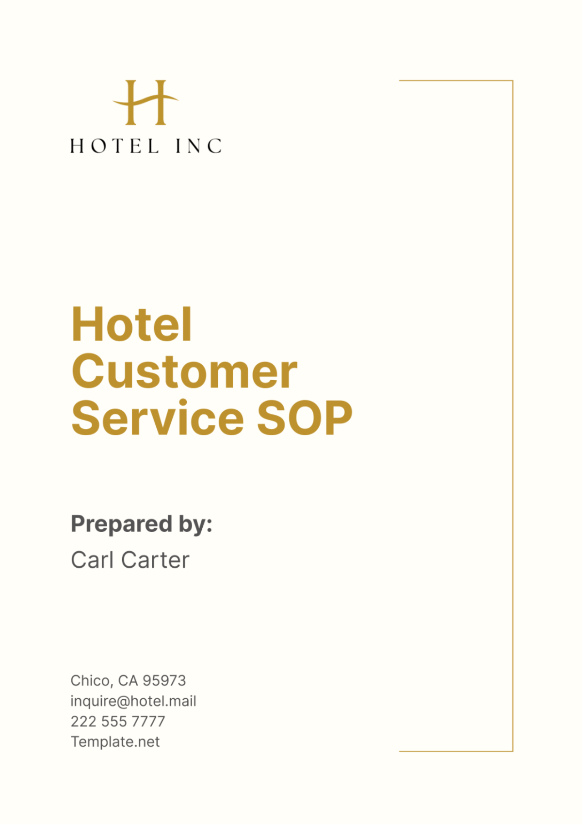 Hotel Customer Service SOP Template - Edit Online & Download