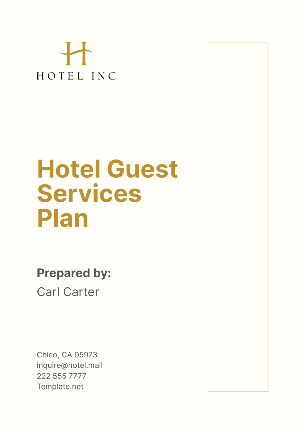 Hotel Guest Services Plan Template - Edit Online & Download