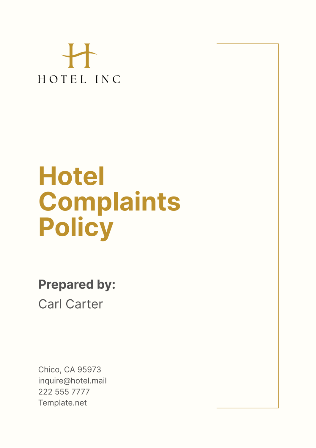 Hotel Complaints Policy Template - Edit Online & Download