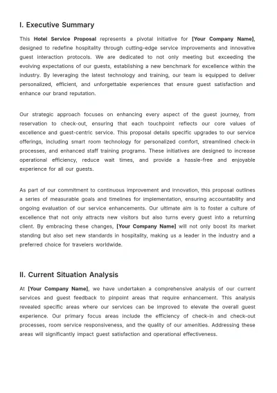 Free Hotel Service Proposal Template to Edit Online
