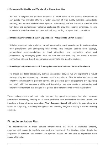 Free Hotel Service Proposal Template to Edit Online