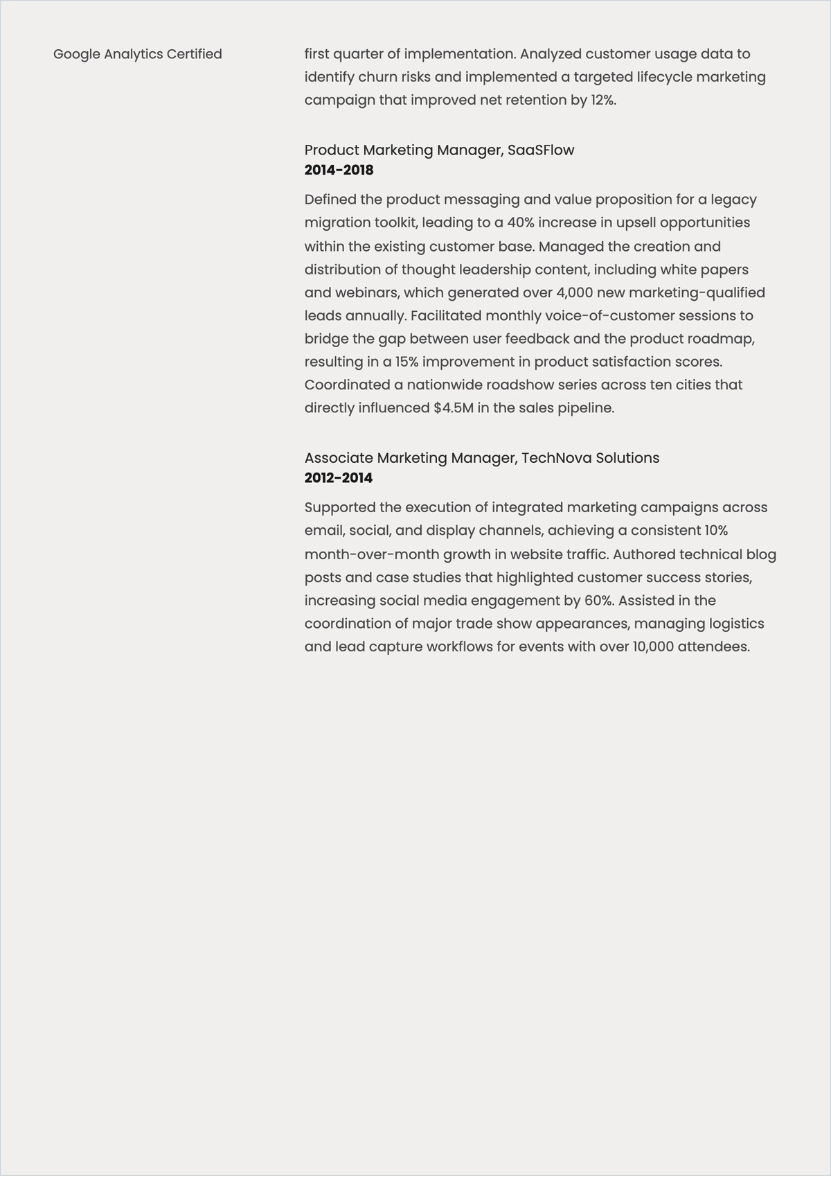 Free Product Marketing Manager ATS Resume Template, AI Resume Builder