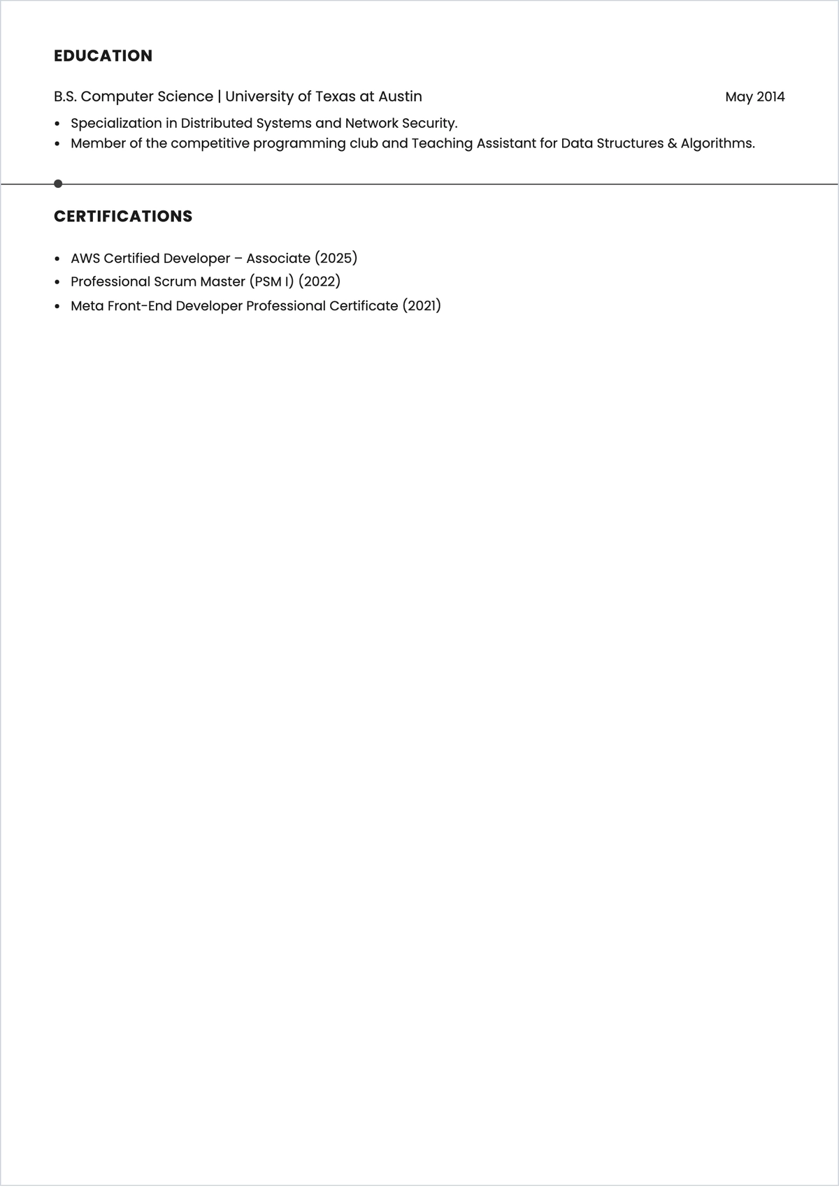 Free Full Stack Web Developer ATS Resume Template, AI Resume Builder