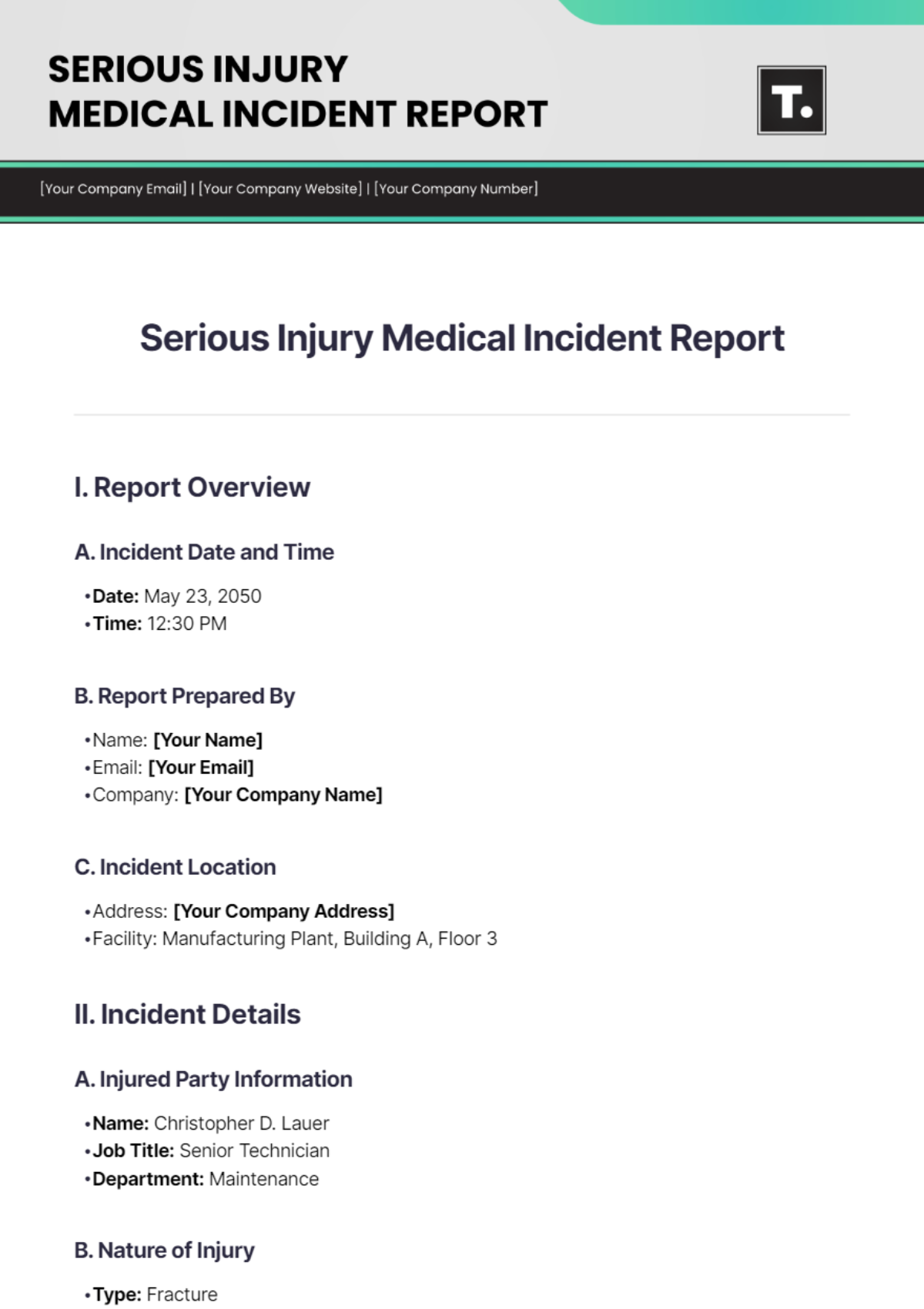 Serious Injury Medical Incident Report Template - Edit Online & Download