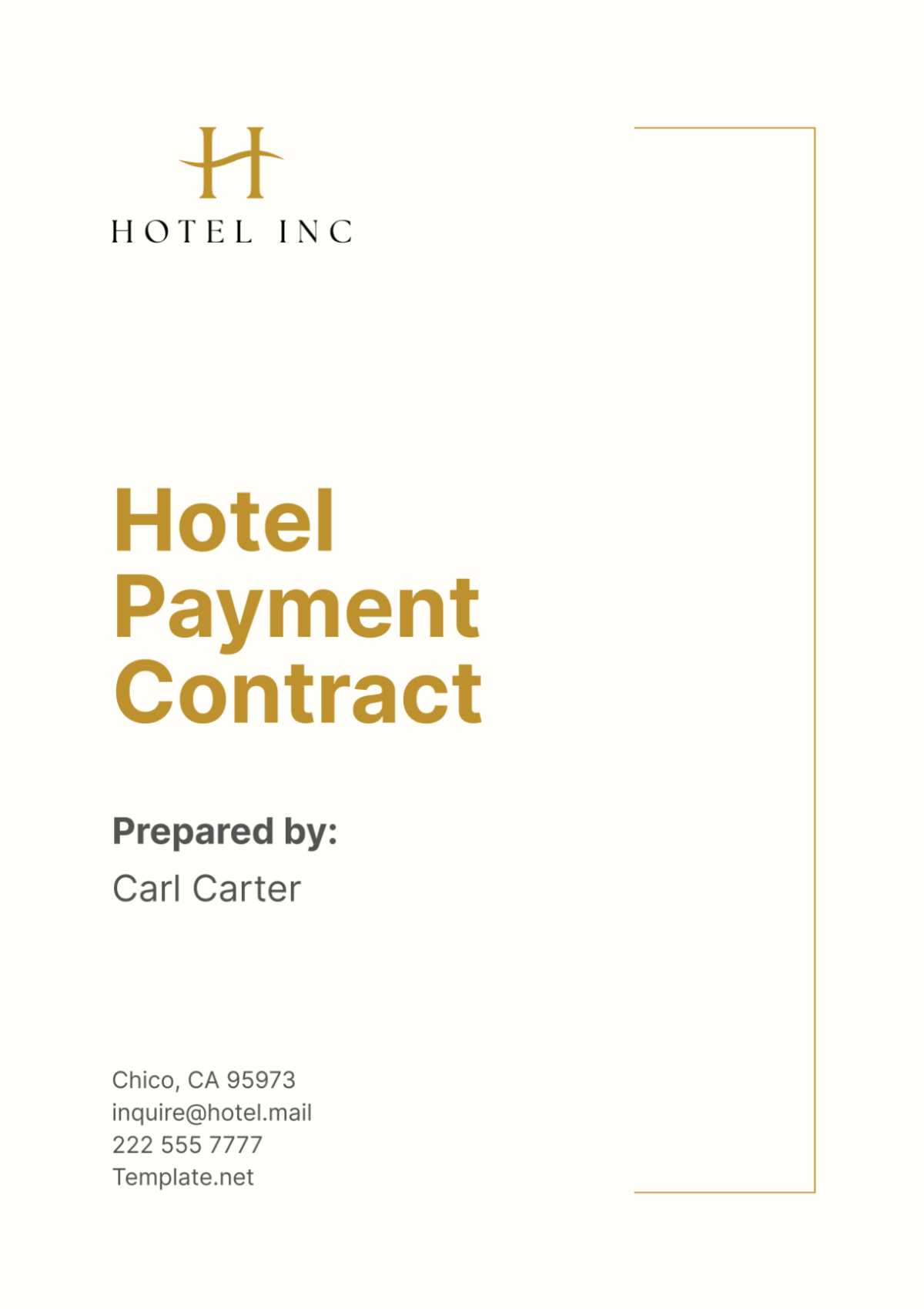 Hotel Payment Contract Template - Edit Online & Download