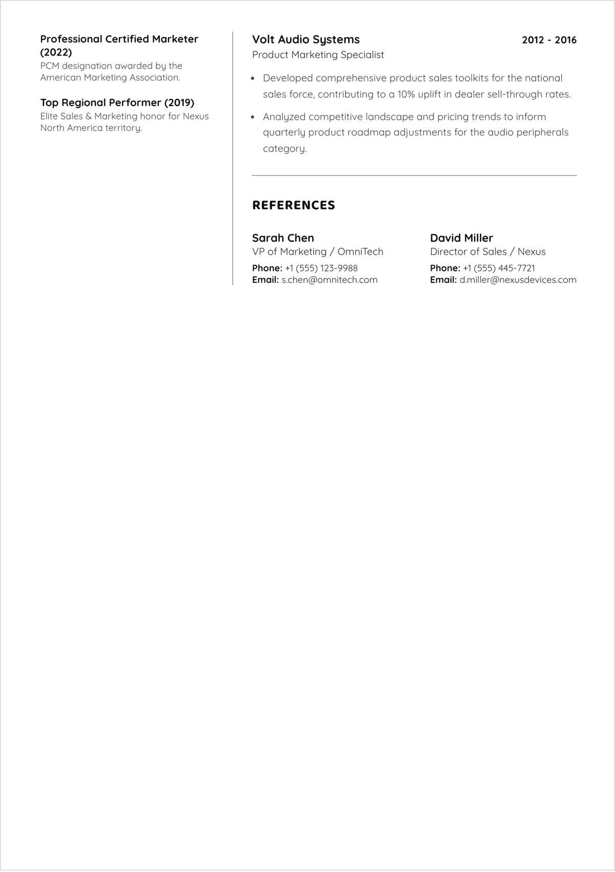 Free Regional Marketing Manager ATS Resume Template, AI Resume Builder
