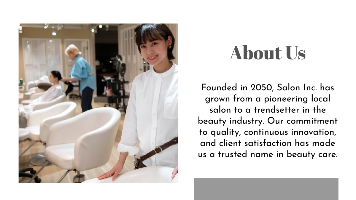 Free Salon Service Showcase Presentation Template to Edit Online