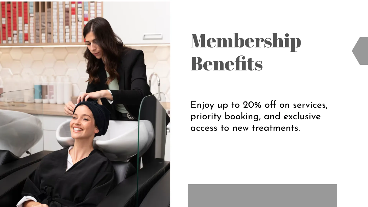 Free Salon Service Showcase Presentation Template to Edit Online