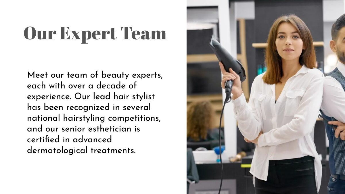 Free Salon Service Showcase Presentation Template to Edit Online