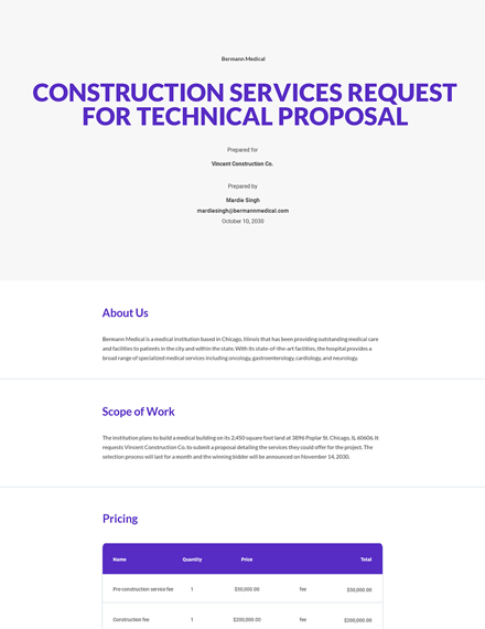 Free Sample of Technical Proposal for a Project Template - Google Docs ...