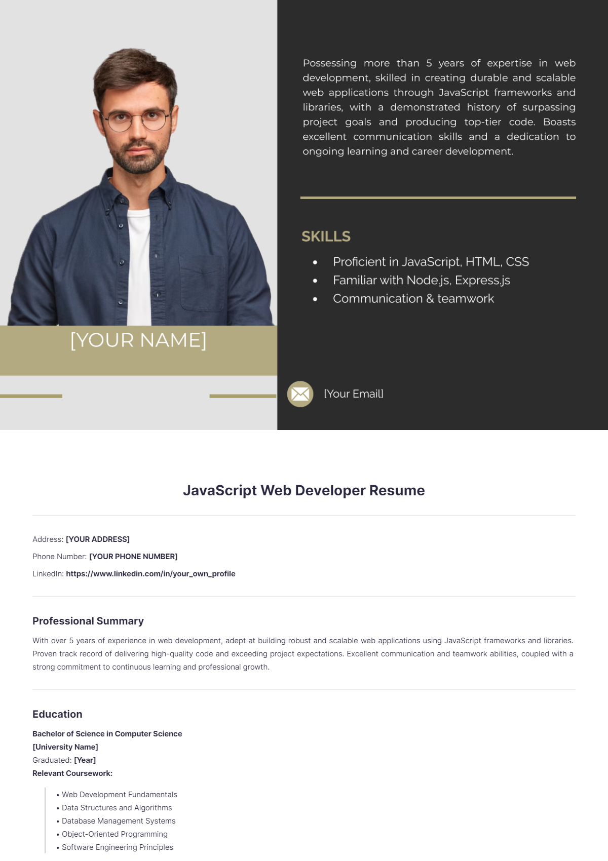 JavaScript Web Developer Resume - Edit Online & Download