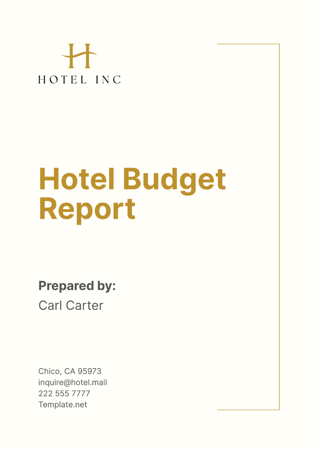 Hotel Budget Report Template - Edit Online & Download