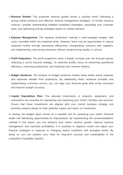 Free Hotel Budget Report Template to Edit Online